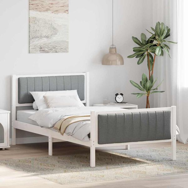 vidaXL Estructura de cama con cabecera y gris claro 100 x 200 cm