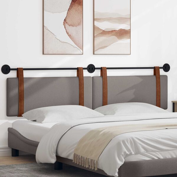 vidaXL Cabecera Colgante Liso Taup&eacute; 210 x 55 x 5 cm PU antiguo