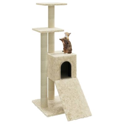 vidaXL Rascador para gatos con postes de sisal color crema 92 cm