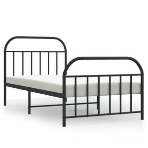 vidaXL Estructura cama sin colch&oacute;n con estribo metal negro 107x203 cm