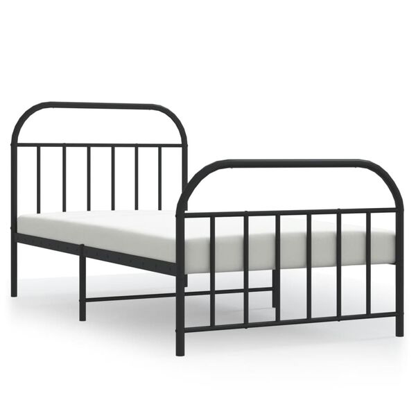 vidaXL Estructura cama sin colch&oacute;n con estribo metal negro 107x203 cm