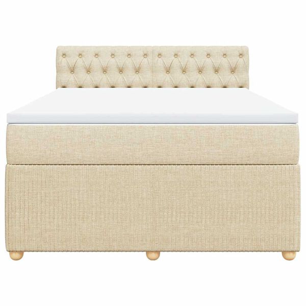 vidaXL Cama box spring con colch&oacute;n tela color crema 140x190 cm
