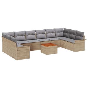 vidaXL Conjunto de sof&aacute;s de jard&iacute;n 11 pcs Beige y Gris Claro