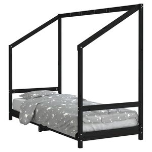 vidaXL Estructura de cama para ni&ntilde;os madera de pino negro 80x200 cm