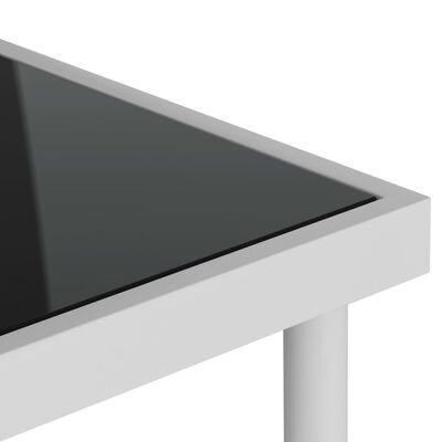 vidaXL Mesa de comedor de jardín vidrio y acero gris claro 80x80x72 cm