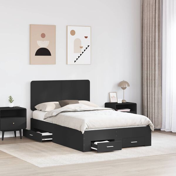 vidaXL Estructura de cama Negro 135 x 190 cm Madera de ingenier&iacute;a