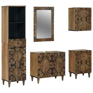 vidaXL Juego de muebles de ba&ntilde;o 5 uds. Marr&oacute;n 62 x 33 x 58 cm