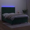 vidaXL Cama box spring colch&oacute;n y LED terciopelo verde oscuro 140x190cm
