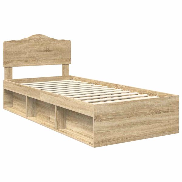 vidaXL Estructura de cama con cabecera Roble Sonoma 75 x 190 cm