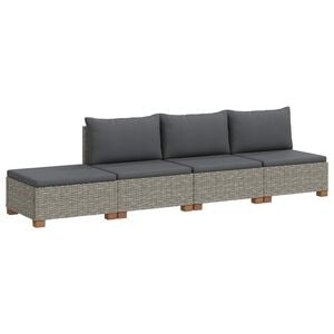 vidaXL 4 uds. Conjunto de Lounge de Rat&aacute;n con Cojines GENDT Gris Kubu