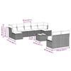 vidaXL Set sof&aacute;s jard&iacute;n 10 pzas con cojines rat&aacute;n sint&eacute;tico gris claro