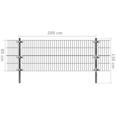 vidaXL Panel de valla y postes hierro recubrimiento polvo gris 6x0,8 m