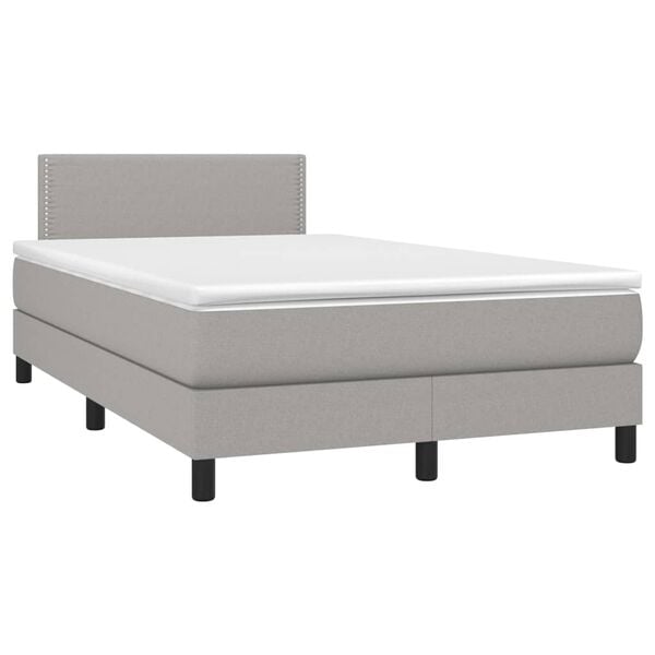 vidaXL Cama box spring con colch&oacute;n tela gris claro 120x200 cm