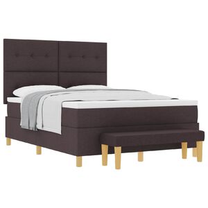 vidaXL Cama tipo Box Spring Marr&oacute;n oscuro 190 x 140 cm tela