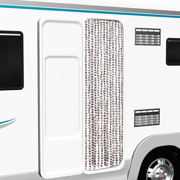 vidaXL Cortina antimoscas chenilla gris taupe y blanco 56x200 cm