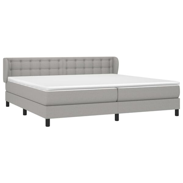 vidaXL Cama box spring con colch&oacute;n tela gris claro 200x200 cm
