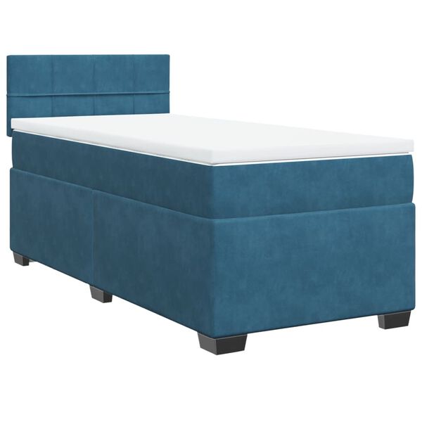 vidaXL Cama box spring con colch&oacute;n terciopelo azul oscuro 90x190 cm