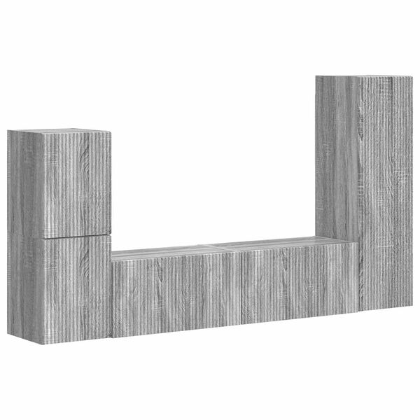 vidaXL Conjunto de mueble de TV 4 pcs Gris Sonoma Madera de ingenier&iacute;a