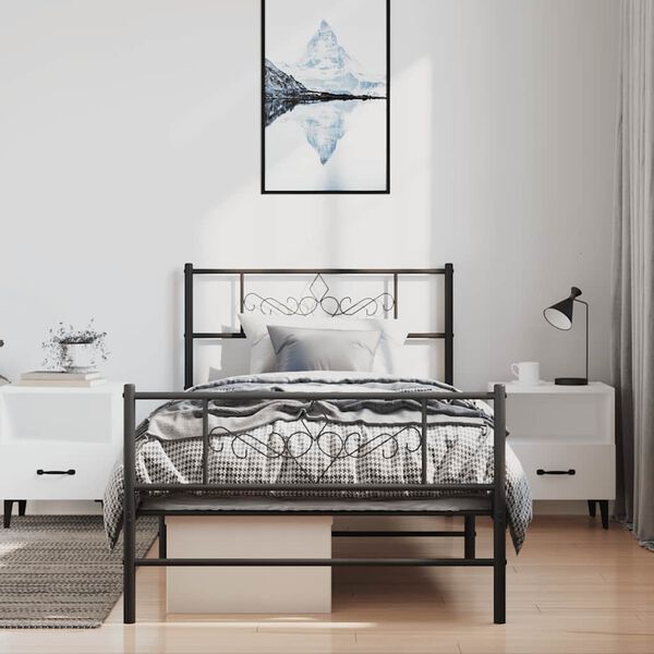 vidaXL Estructura cama sin colch&oacute;n con estribo metal negro 100x190 cm