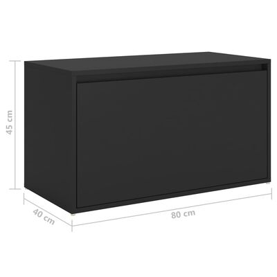 vidaXL Banco de pasillo de madera de ingeniería negro 80x40x45 cm