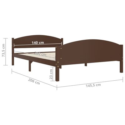 vidaXL Estructura de cama madera maciza pino marrón oscuro 140x200 cm