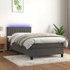vidaXL Cama box spring colch&oacute;n y LED terciopelo gris oscuro 90x190 cm