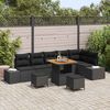 vidaXL Conjunto de sofás de jardín 9 pcs Negro ratán sintético