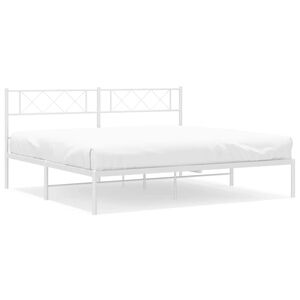 vidaXL Estructura cama sin colch&oacute;n con cabecero metal blanco 193x203cm