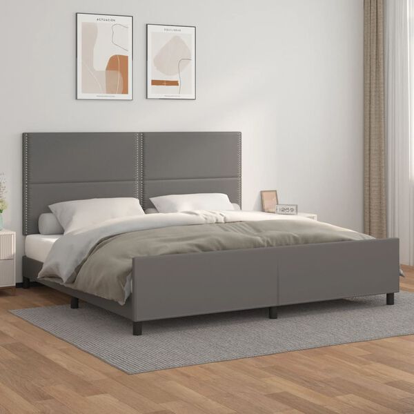 vidaXL Estructura de cama sin colchón cuero sintético gris 200x200 cm