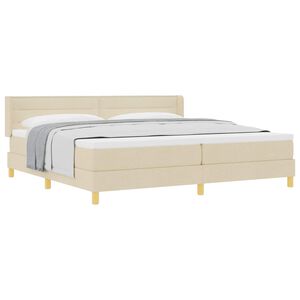 vidaXL Cama tipo Box Spring con colch&oacute;n Crema 200 x 200 cm Poli&eacute;ster