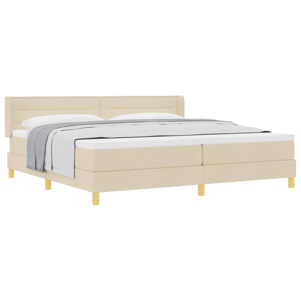 vidaXL Cama tipo Box Spring con colch&oacute;n Crema 200 x 200 cm Poli&eacute;ster