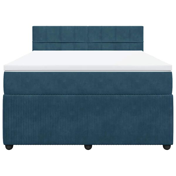 vidaXL Cama box spring con colch&oacute;n terciopelo azul 160x200 cm