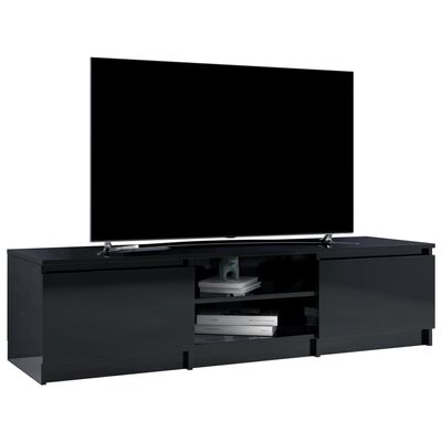 vidaXL Mueble de TV madera contrachapada negro brillante 140x40x35,5cm