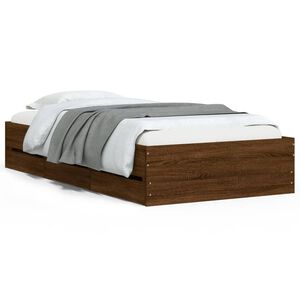 vidaXL Cama con cajones madera de ingenier&iacute;a marr&oacute;n roble 90x190 cm