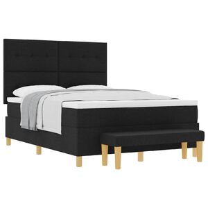 vidaXL Cama tipo Box Spring con colch&oacute;n Negro 160 x 200 cm tela