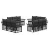 vidaXL Conjunto de sof&aacute;s de exterior 12 uds. Negro y Gris oscuro