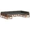 vidaXL Conjunto de sof&aacute;s de exterior 9 pcs Natural y Antracita
