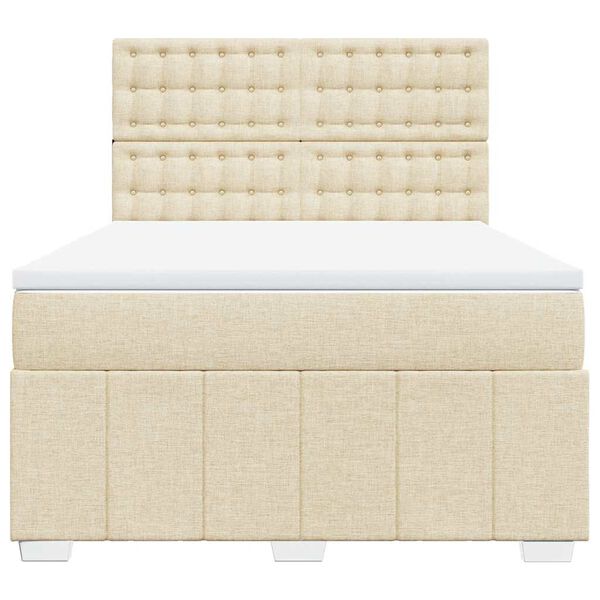 vidaXL Cama box spring con colch&oacute;n tela color crema 140x190 cm