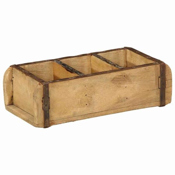 vidaXL Bandeja Marr&oacute;n 30 x 14 x 9 cm Madera s&oacute;lida recuperada