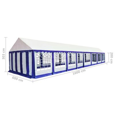 vidaXL Carpa de jardín de PVC azul y blanco 6x16 m