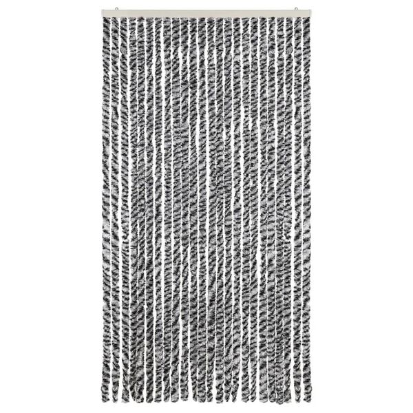 vidaXL Cortina antimoscas chenilla gris negro y blanco 100x220 cm