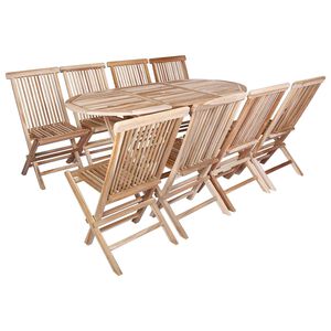 vidaXL Conjunto de Muebles de Jard&iacute;n 9 uds. Natural