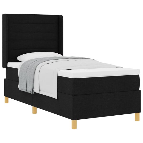 vidaXL Cama tipo Box Spring con colch&oacute;n Negro 80 x 200 cm tela