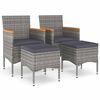 vidaXL Juego de silla de jard&iacute;n y taburete 4 piezas rat&aacute;n PE gris