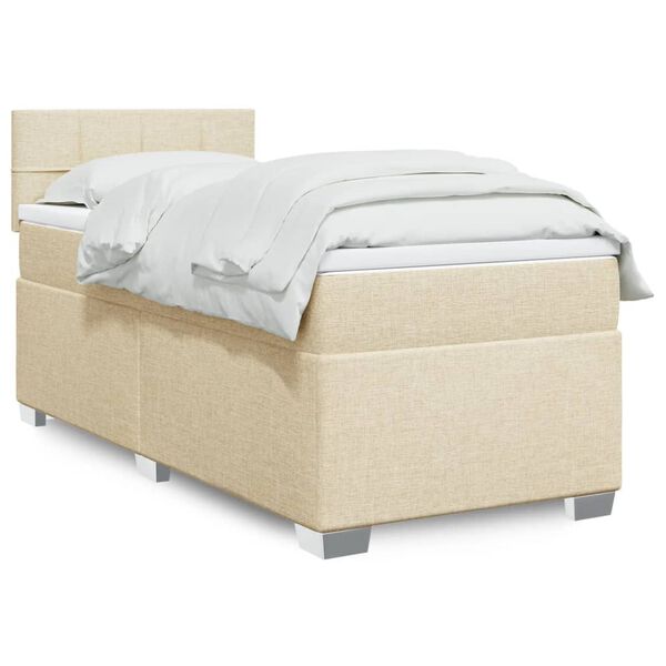 vidaXL Cama box spring con colch&oacute;n tela color crema 90x190 cm