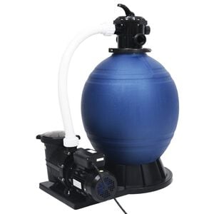 vidaXL Filtro de arena v&aacute;lvula de 7 v&iacute;as y bomba de 1000 W azul y negro