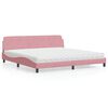 vidaXL Cama con colchón Dover terciopelo rosa 200x200 cm