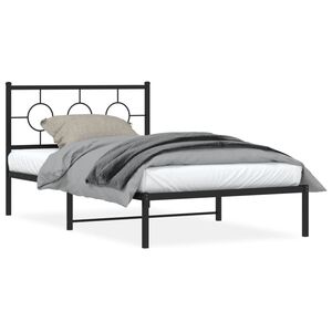 vidaXL Estructura cama sin colchón con cabecero metal negro 107x203 cm