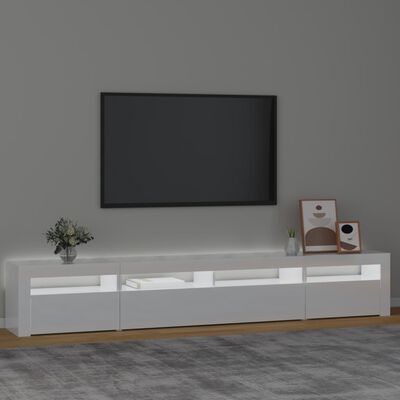 vidaXL Mueble de TV con luces LED blanco brillante 240x35x40 cm