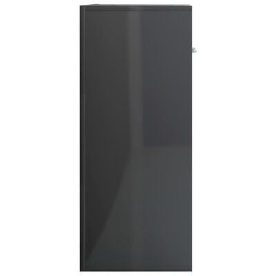 vidaXL Aparador de madera contrachapada gris brillante 60x30x75 cm
